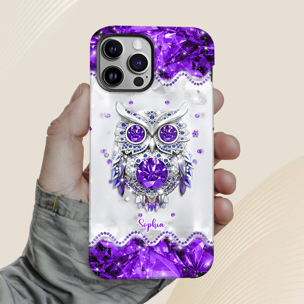 Purple Owl - Personalized Owl Full Print Phone Case
