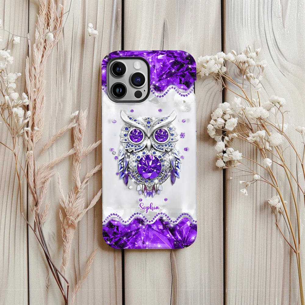 Purple Owl - Personalized Owl Full Print Phone Case