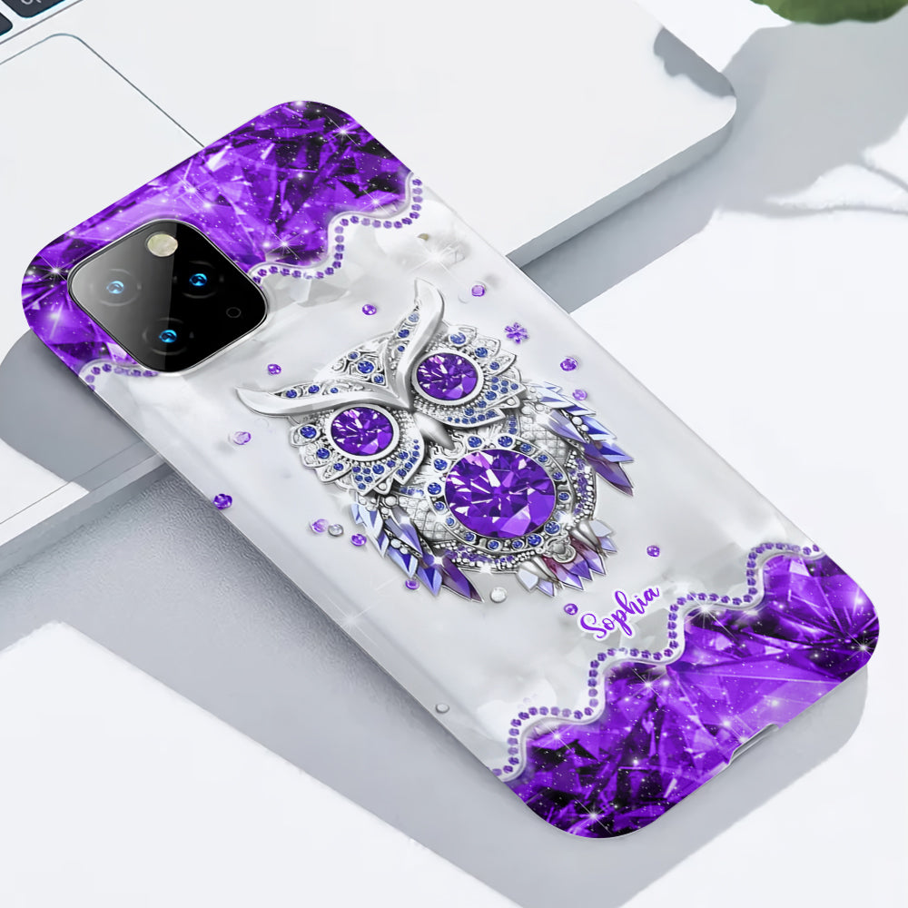 Purple Owl - Personalized Owl Full Print Phone Case