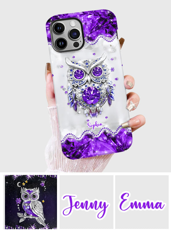 Purple Owl - Personalized Owl Full Print Phone Case