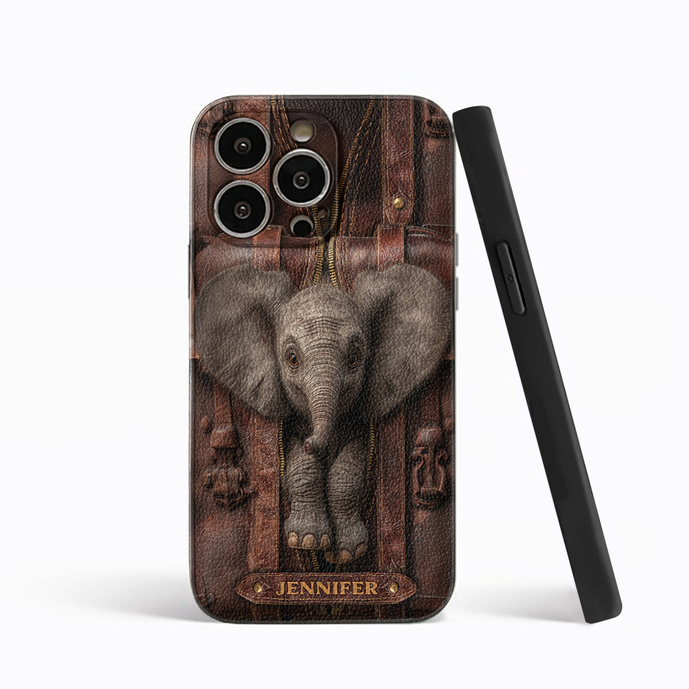 Juste une fille qui aime les éléphants - Étui de téléphone personnalisé en cuir avec motif éléphant