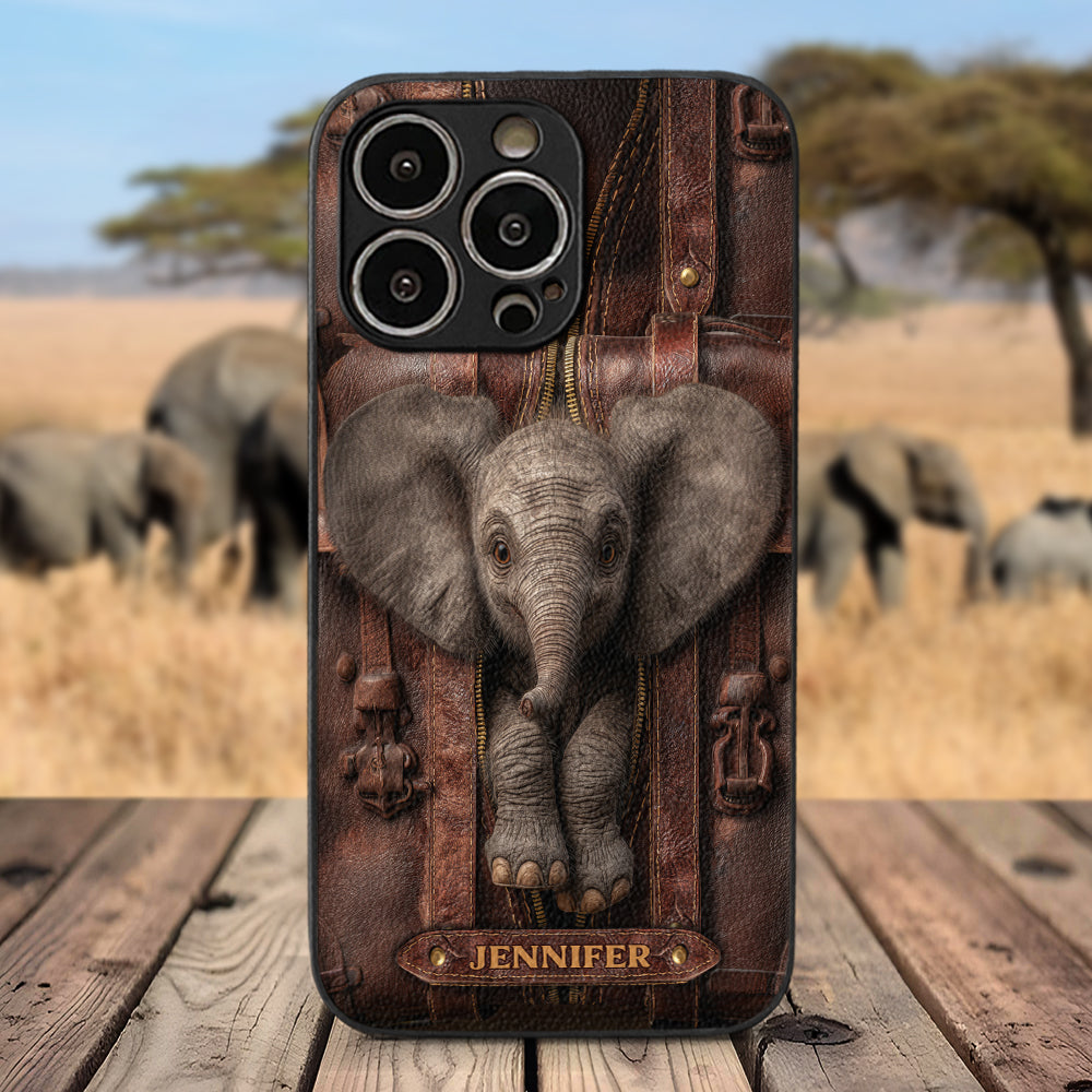 Juste une fille qui aime les éléphants - Étui de téléphone personnalisé en cuir avec motif éléphant