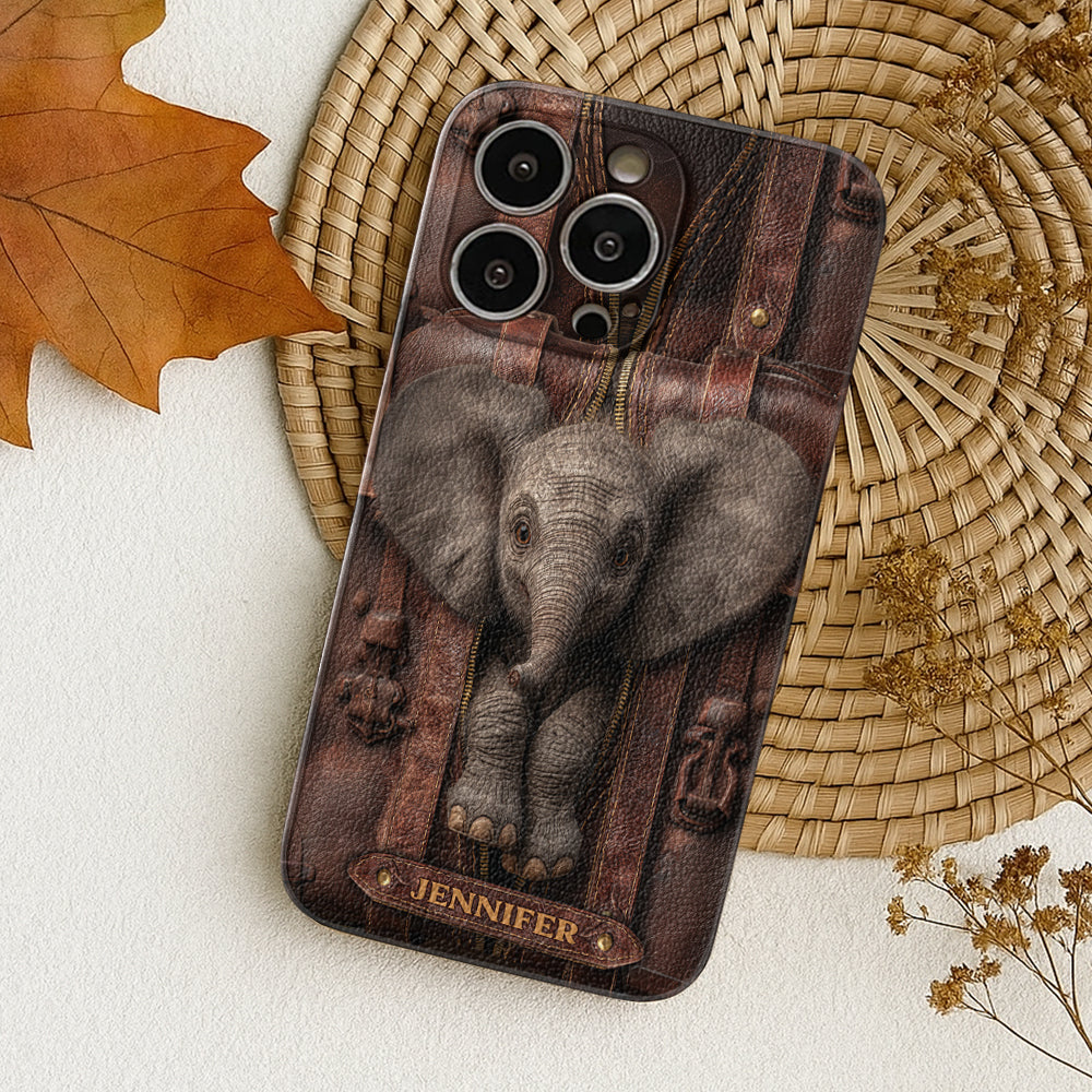 Juste une fille qui aime les éléphants - Étui de téléphone personnalisé en cuir avec motif éléphant
