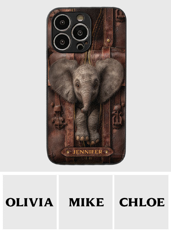 Juste une fille qui aime les éléphants - Étui de téléphone personnalisé en cuir avec motif éléphant