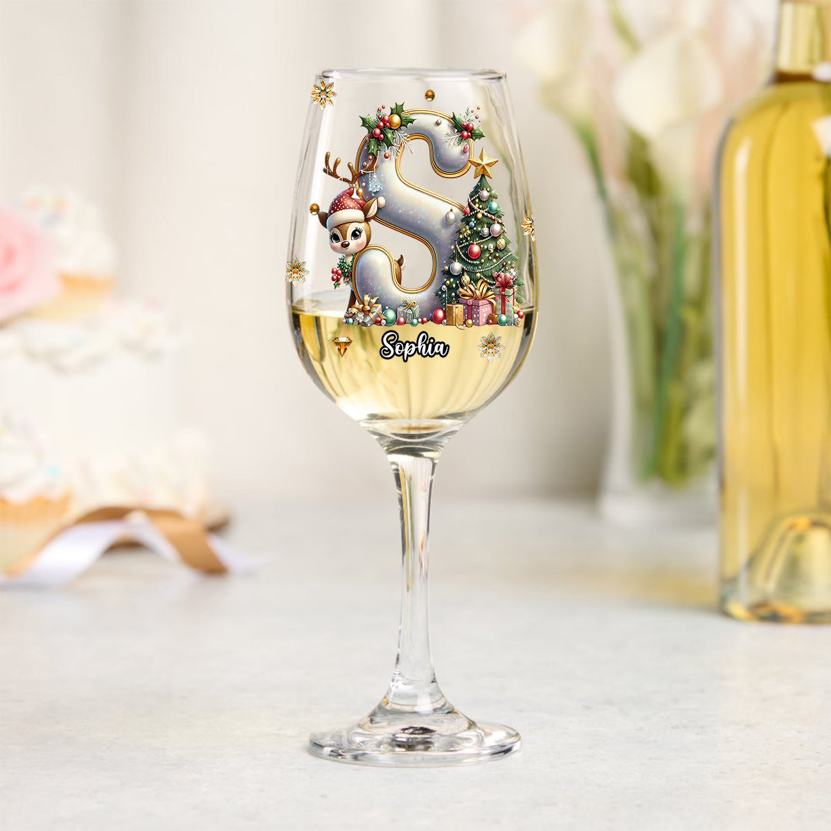 Sparkle Family - Personalized Family Wine Glass With Long Stem