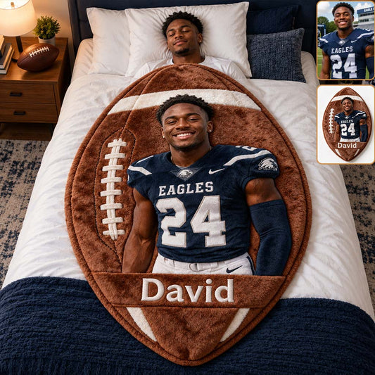 Any Sport Any Ball - Personalized Football Shaped Fleece Blanket