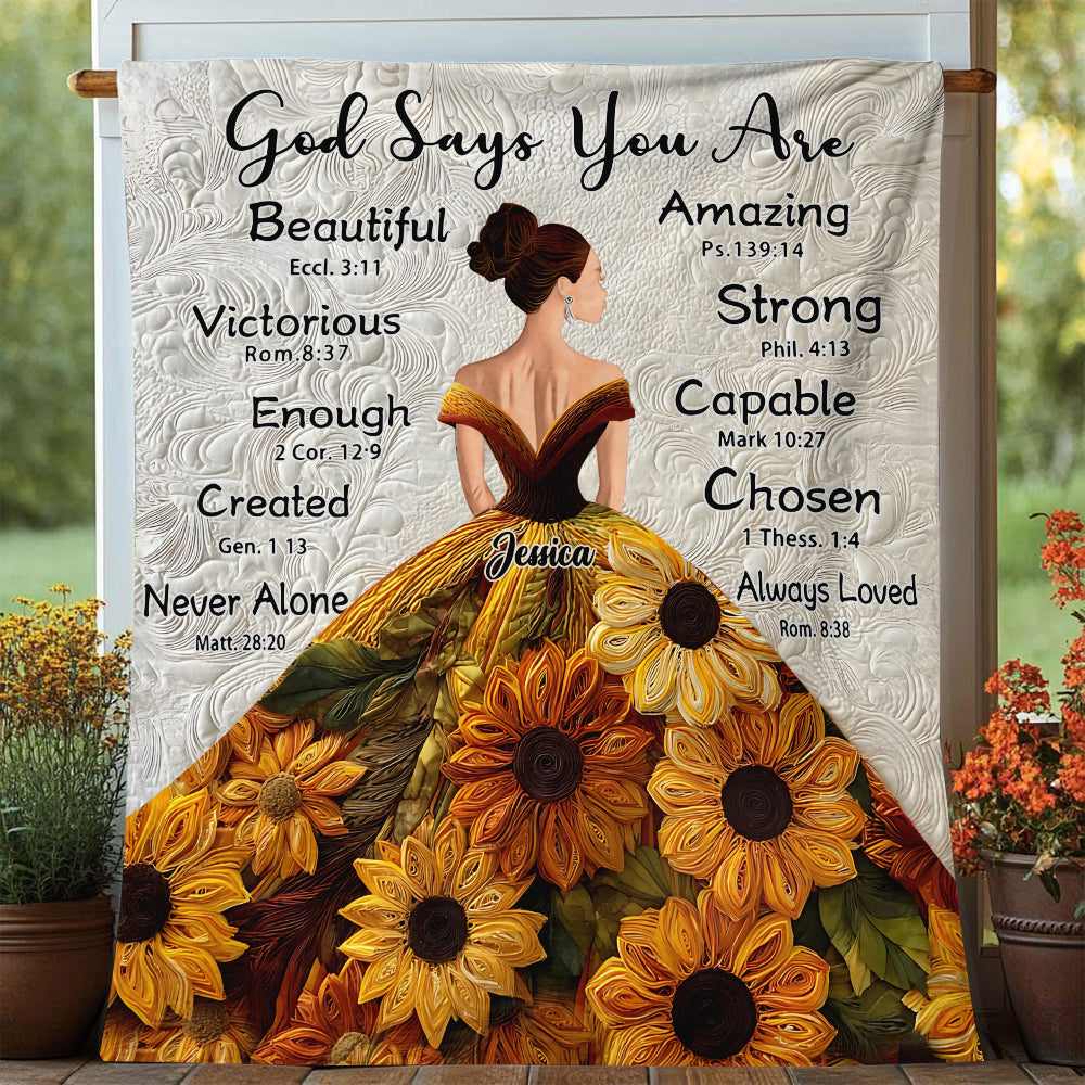 God Says You Are - Personalized African American Blanket