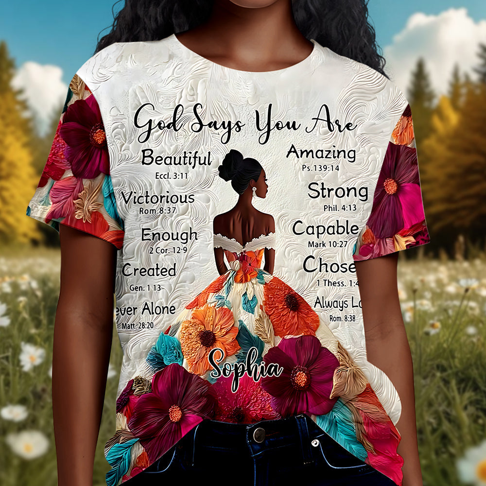 Dieu dit que tu es - T-shirt personnalisé afro-américain intégral