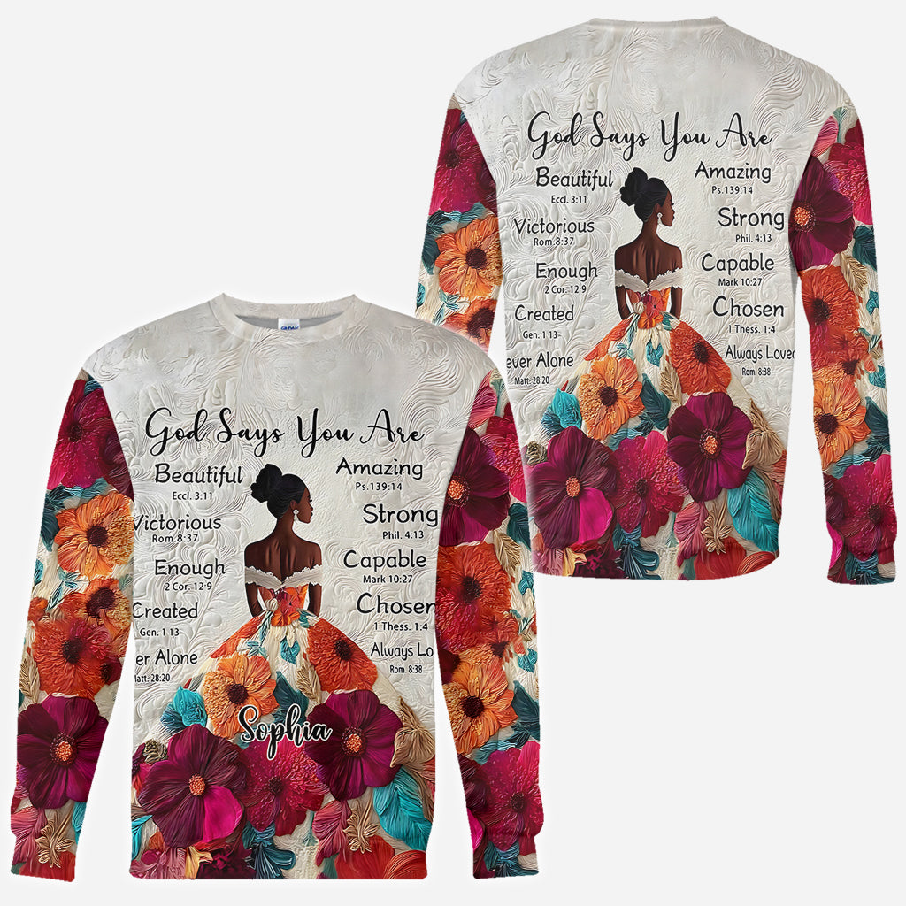 Dieu dit que tu es - T-shirt personnalisé afro-américain intégral