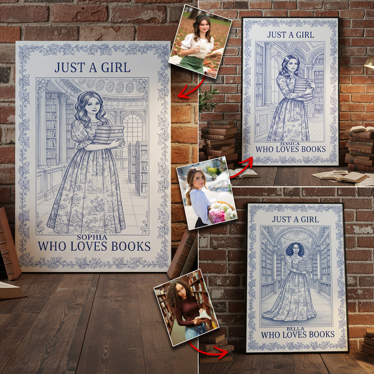 Cadeau idéal pour les amoureux des livres - Toile et affiche personnalisées avec un livre