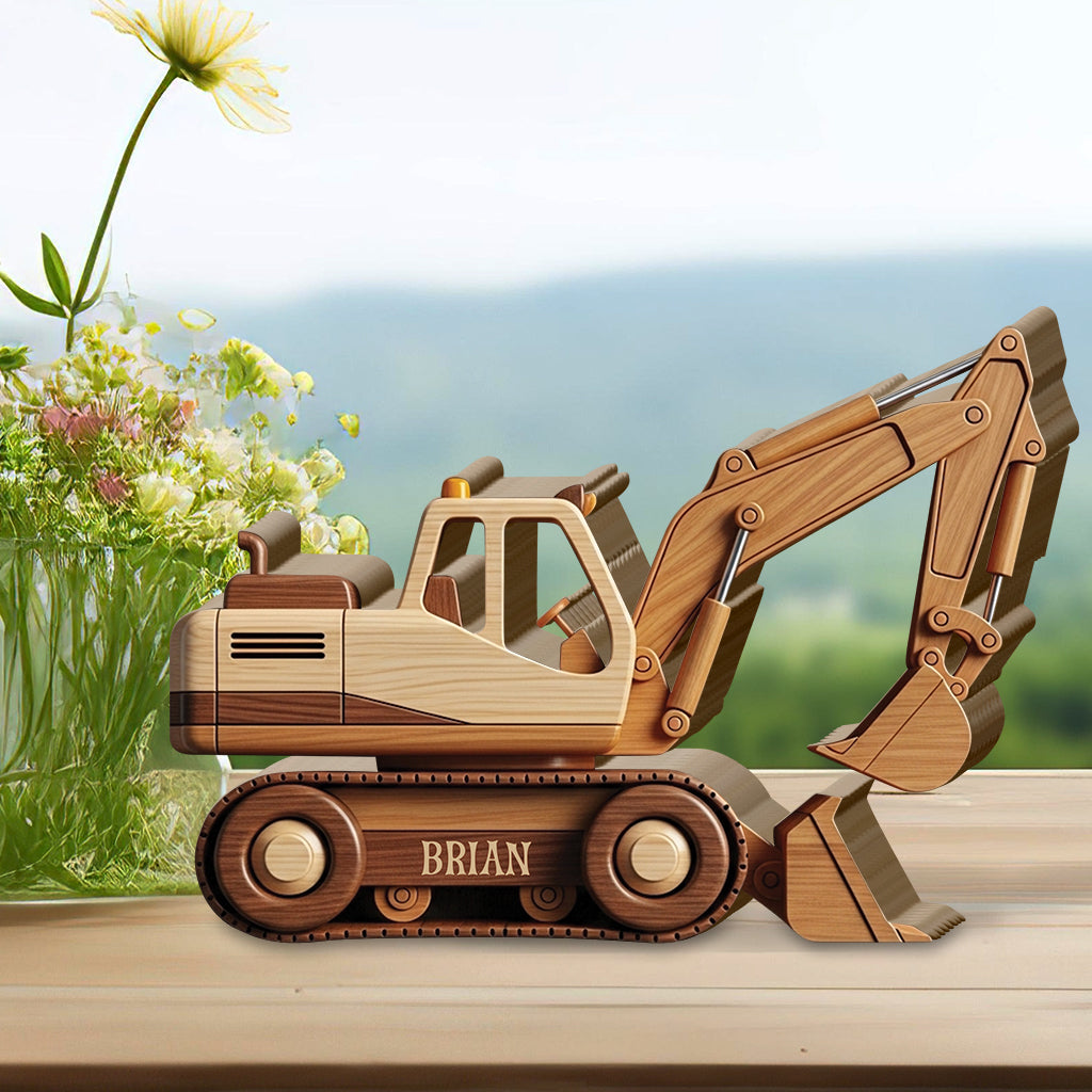 Construction Vehicles Toy For Kid - Personalized Kid Shaped Wooden Puzzle