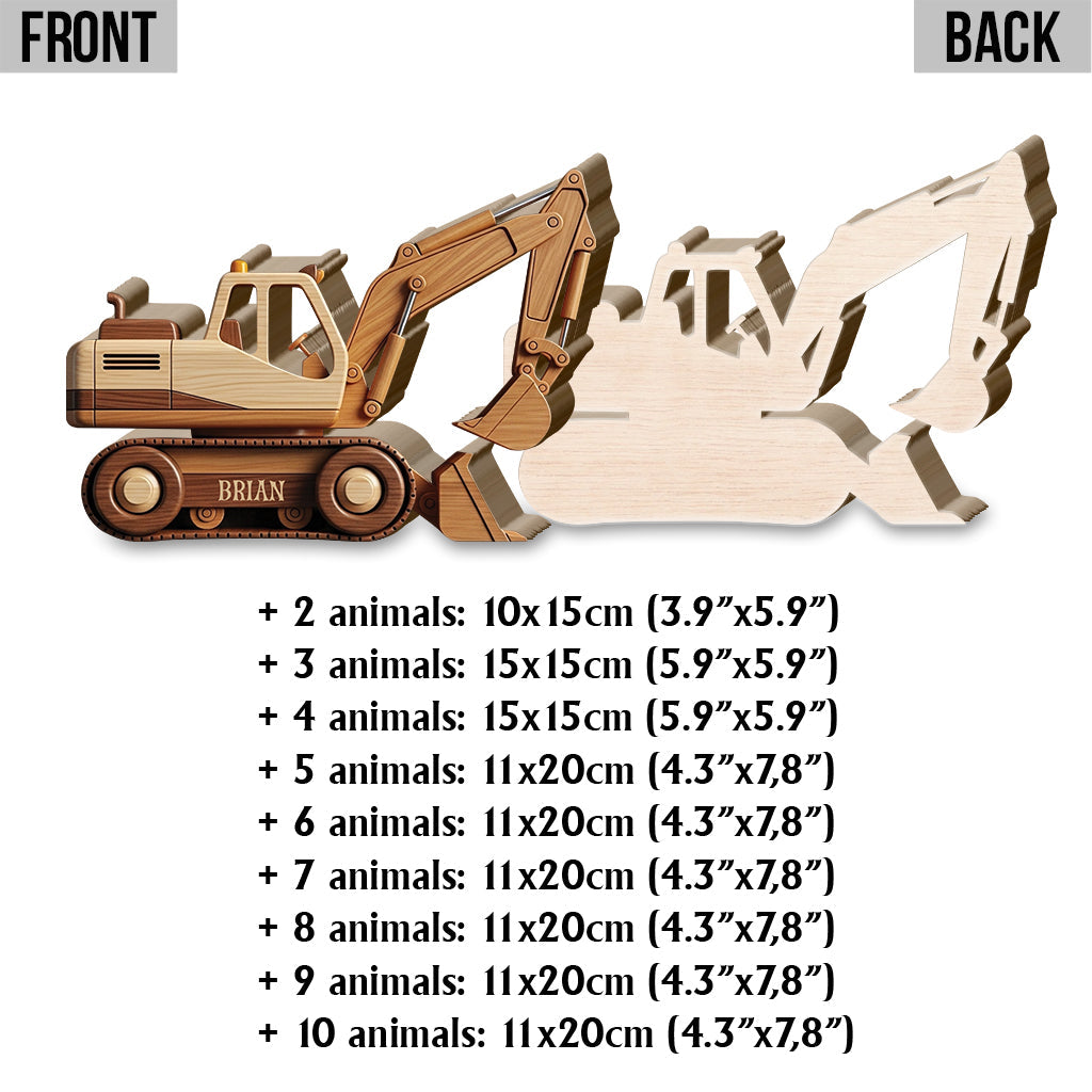 Construction Vehicles Toy For Kid - Personalized Kid Shaped Wooden Puzzle