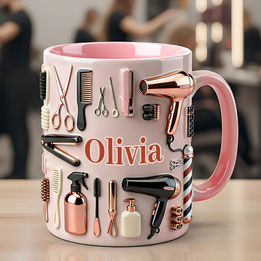 Fière coiffeuse - Mug et sous-verre personnalisés « Coiffeuse »