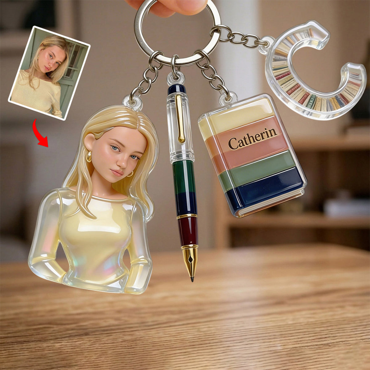 Book Lovers - Personalized Book Keychain With Charms