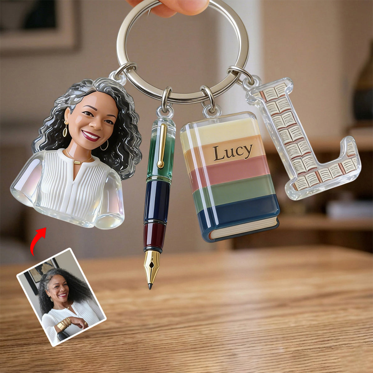 Book Lovers - Personalized Book Keychain With Charms