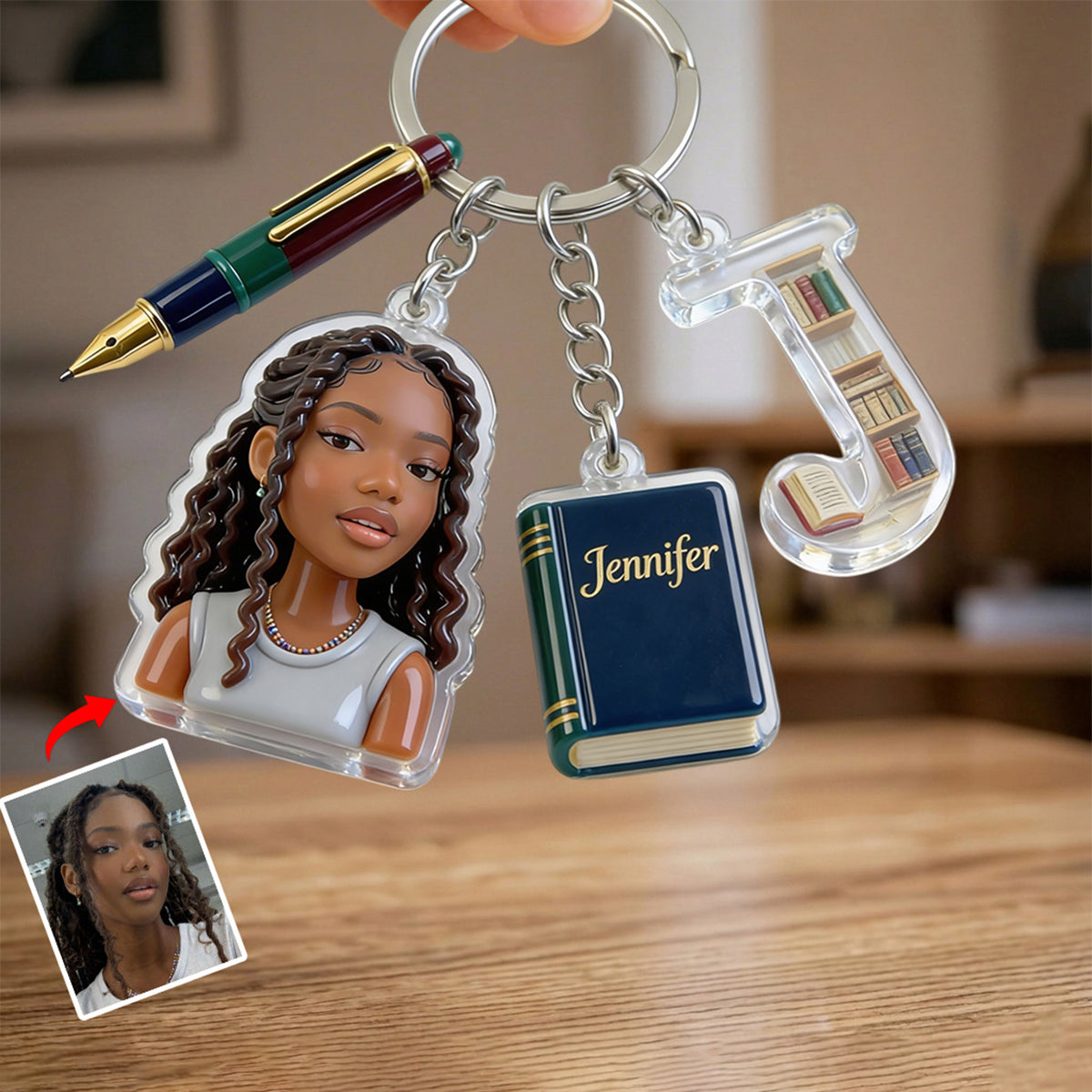 Book Lovers - Personalized Book Keychain With Charms
