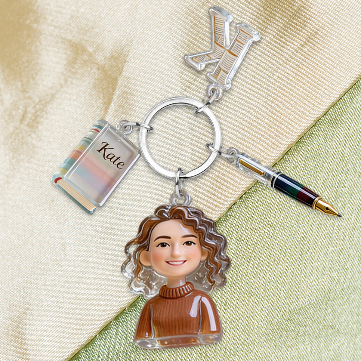 Book Lovers - Personalized Book Keychain With Charms