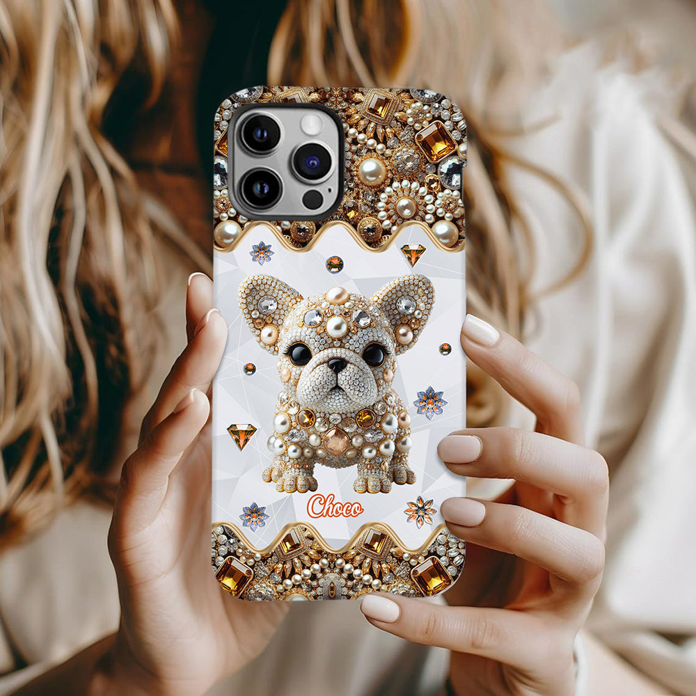 Coque de téléphone personnalisée avec motif intégral de bouledogue français « J’adore »