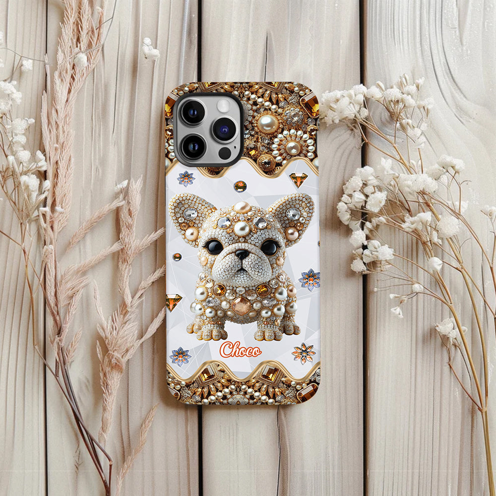 Coque de téléphone personnalisée avec motif intégral de bouledogue français « J’adore »