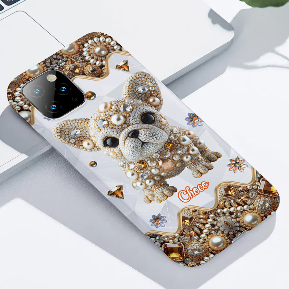 Coque de téléphone personnalisée avec motif intégral de bouledogue français « J’adore »