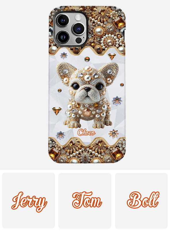 Coque de téléphone personnalisée avec motif intégral de bouledogue français « J’adore »