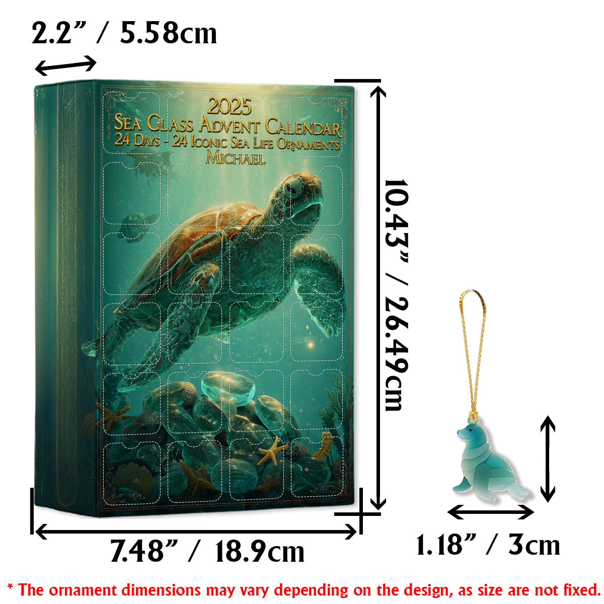 Amoureux de la plage - Calendrier de l'Avent personnalisé pour les amoureux de la mer avec décorations