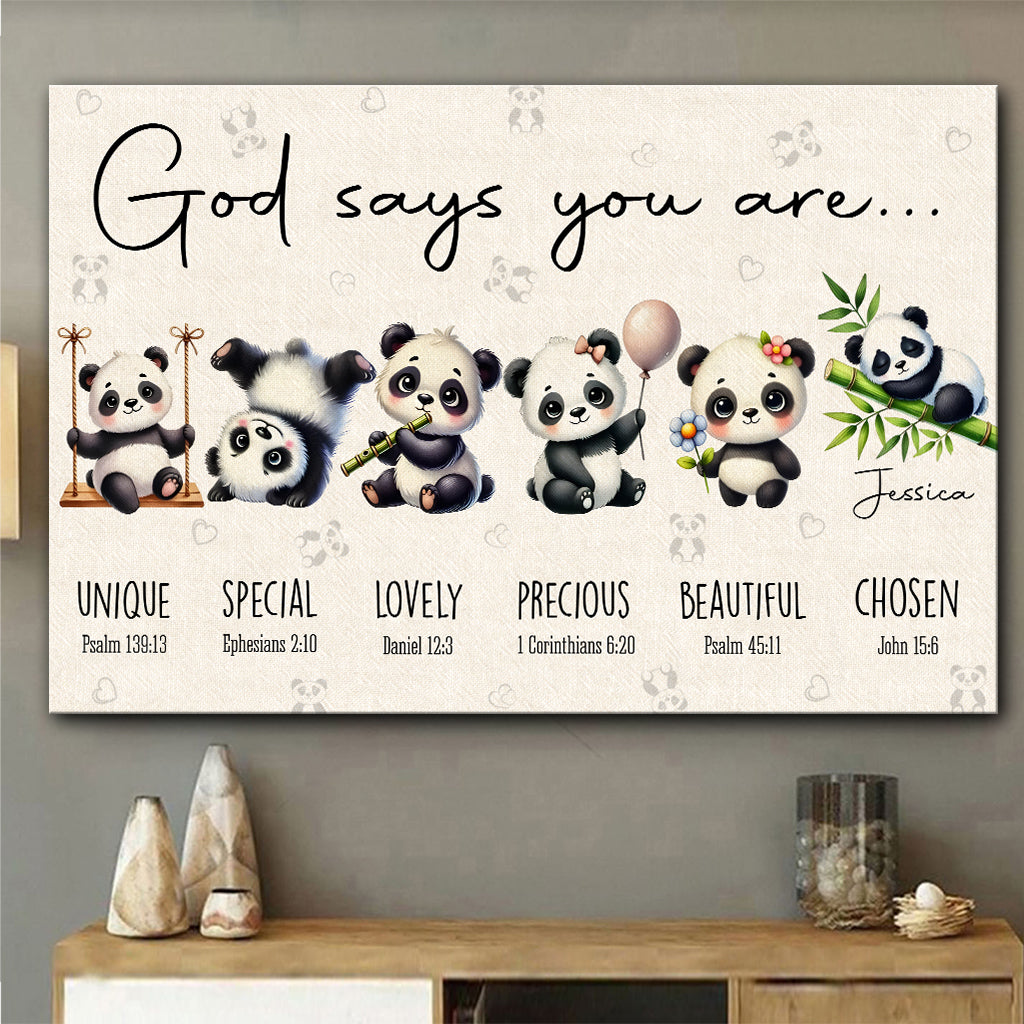 God Says You Are - Personalized Panda Lover Canvas And Poster