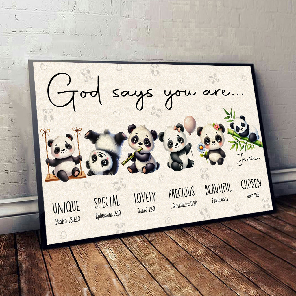 God Says You Are - Personalized Panda Lover Canvas And Poster