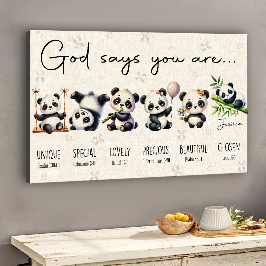 God Says You Are - Personalized Panda Lover Canvas And Poster