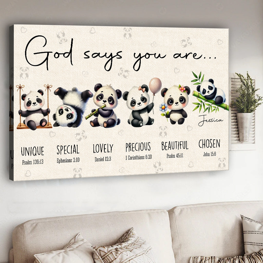 God Says You Are - Personalized Panda Lover Canvas And Poster