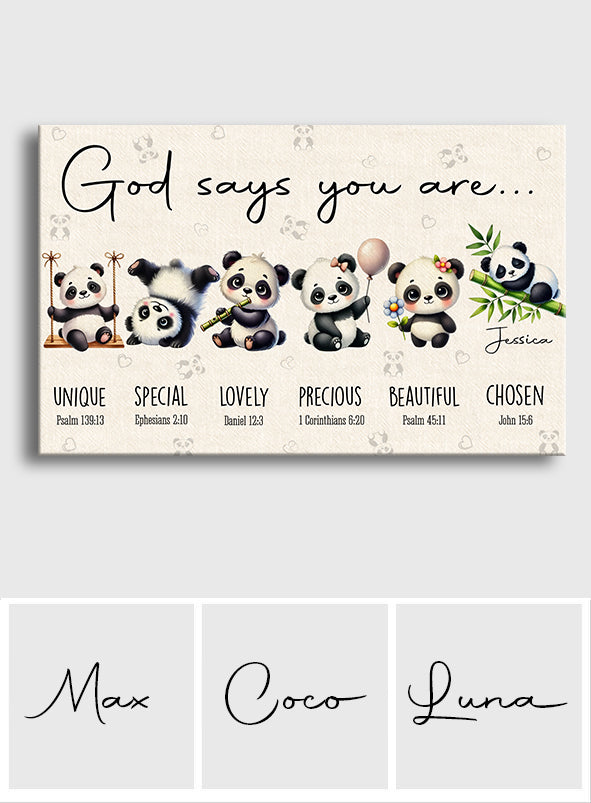 God Says You Are - Personalized Panda Lover Canvas And Poster