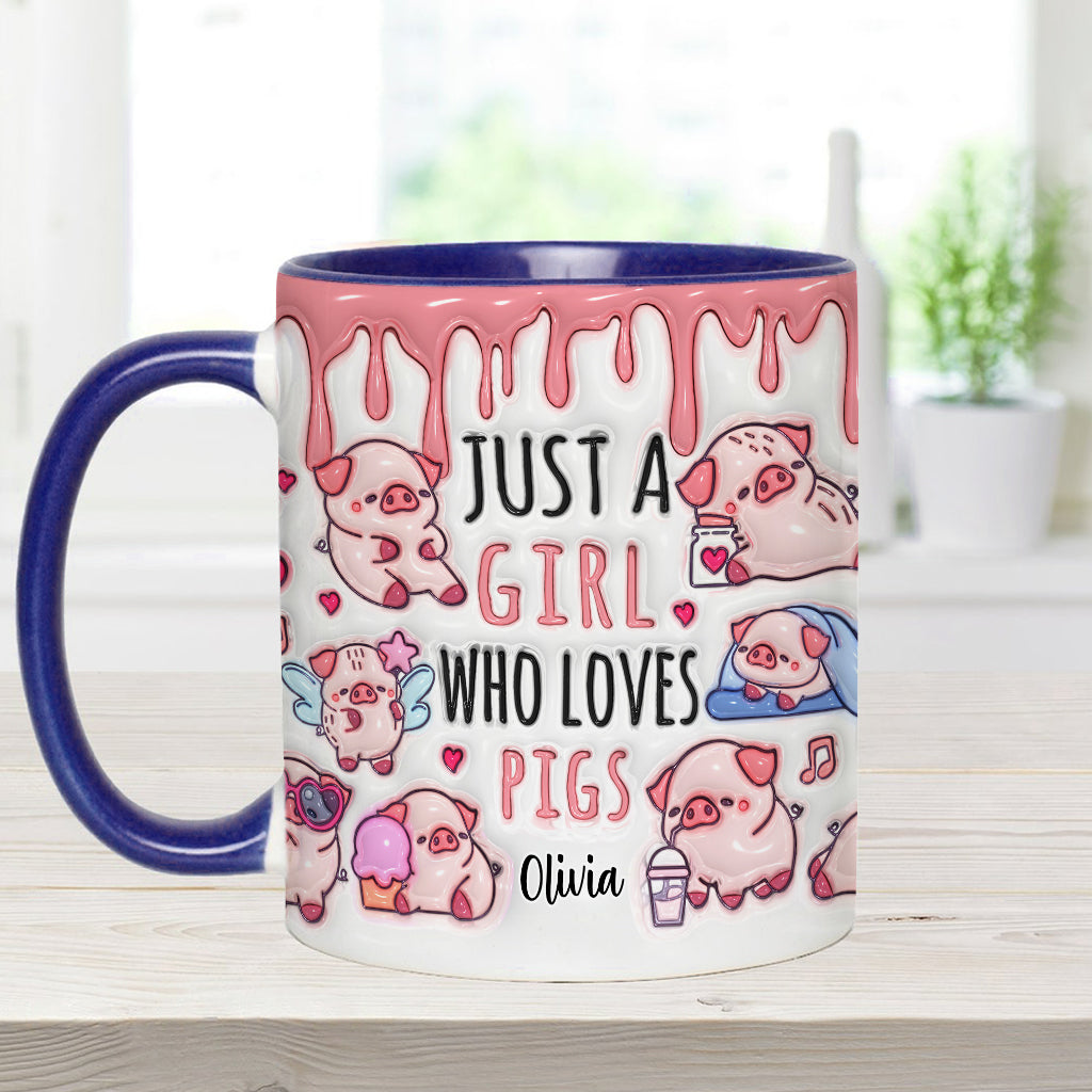 Mug personnalisé « Juste une fille qui aime les cochons »