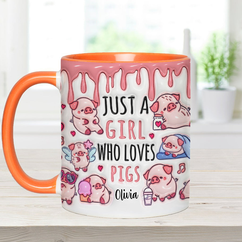 Mug personnalisé « Juste une fille qui aime les cochons »