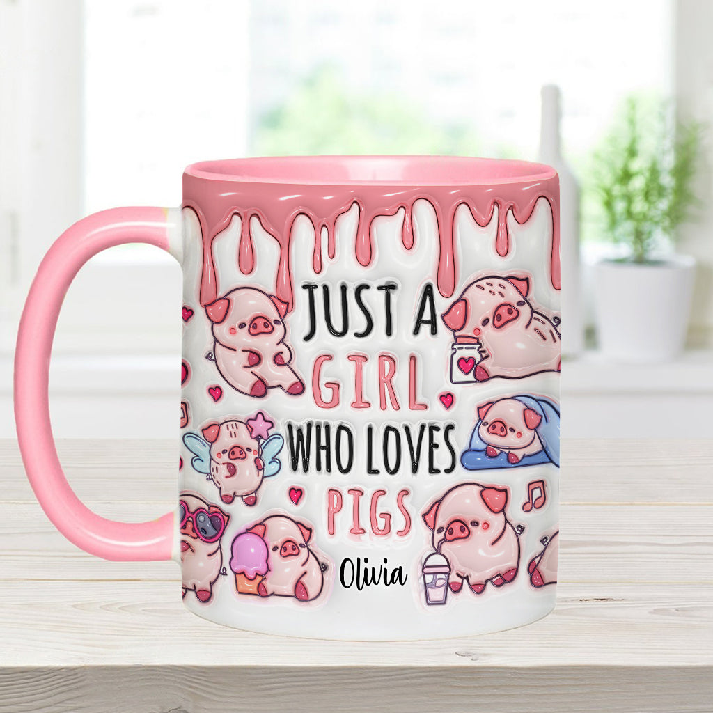 Mug personnalisé « Juste une fille qui aime les cochons »