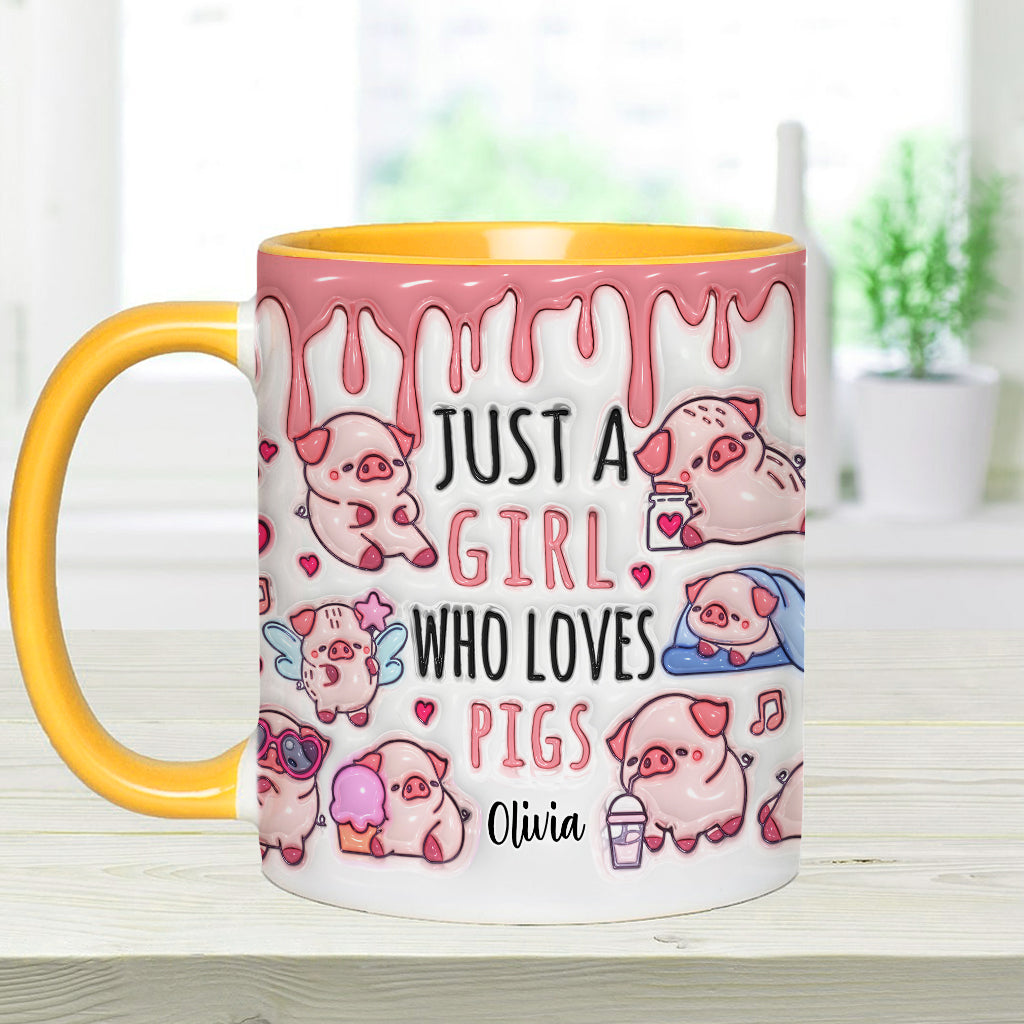 Mug personnalisé « Juste une fille qui aime les cochons »