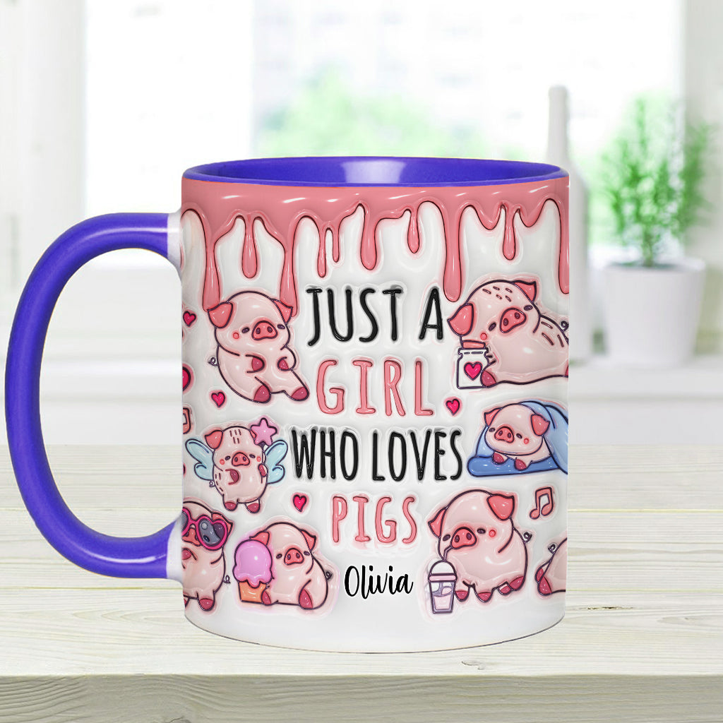 Mug personnalisé « Juste une fille qui aime les cochons »