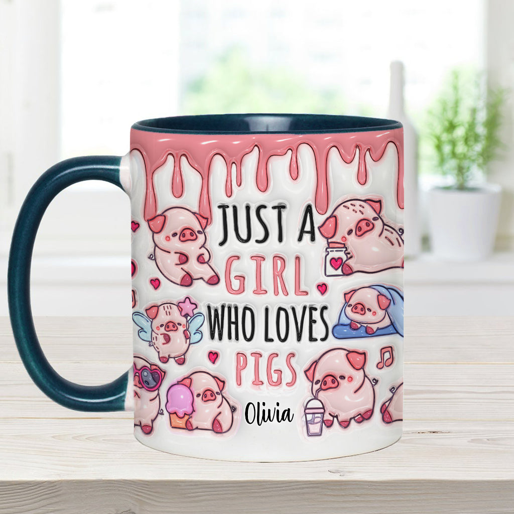 Mug personnalisé « Juste une fille qui aime les cochons »