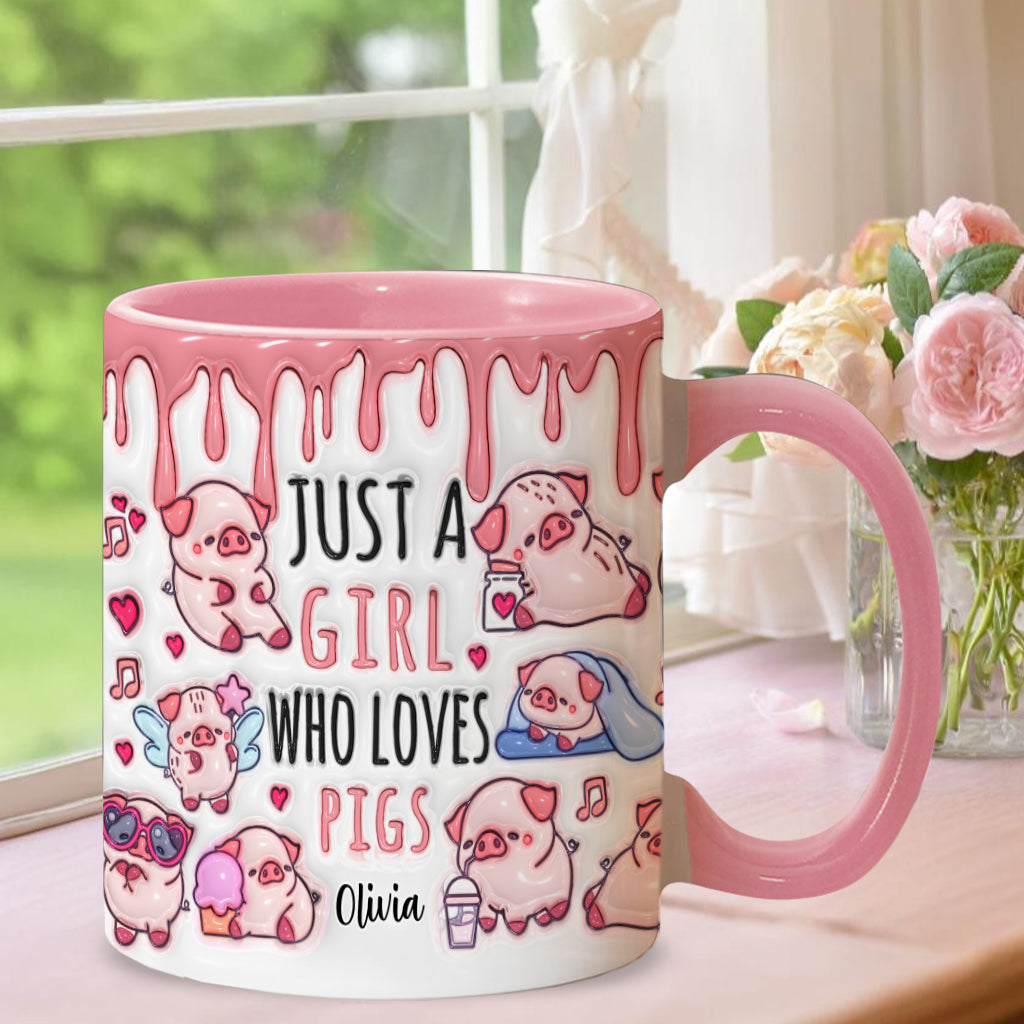Mug personnalisé « Juste une fille qui aime les cochons »