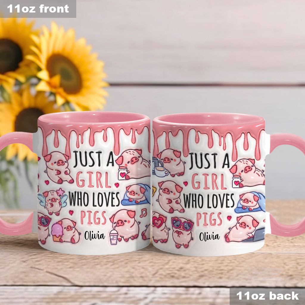 Mug personnalisé « Juste une fille qui aime les cochons »