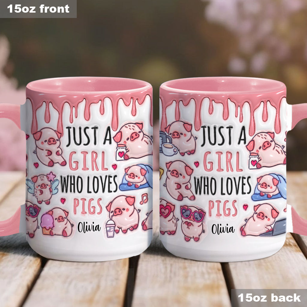 Mug personnalisé « Juste une fille qui aime les cochons »