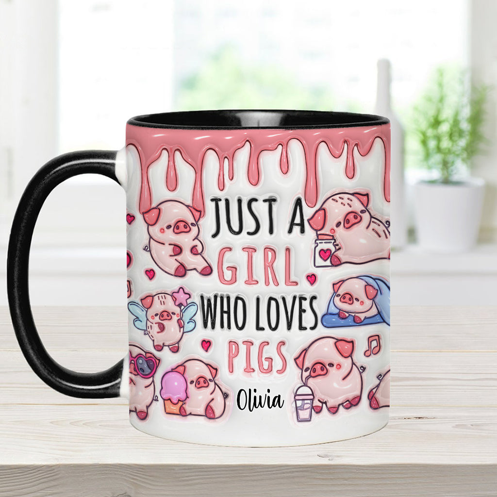 Mug personnalisé « Juste une fille qui aime les cochons »