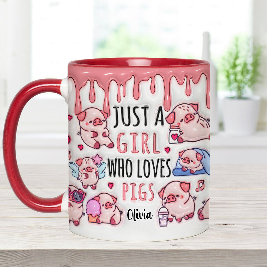 Mug personnalisé « Juste une fille qui aime les cochons »