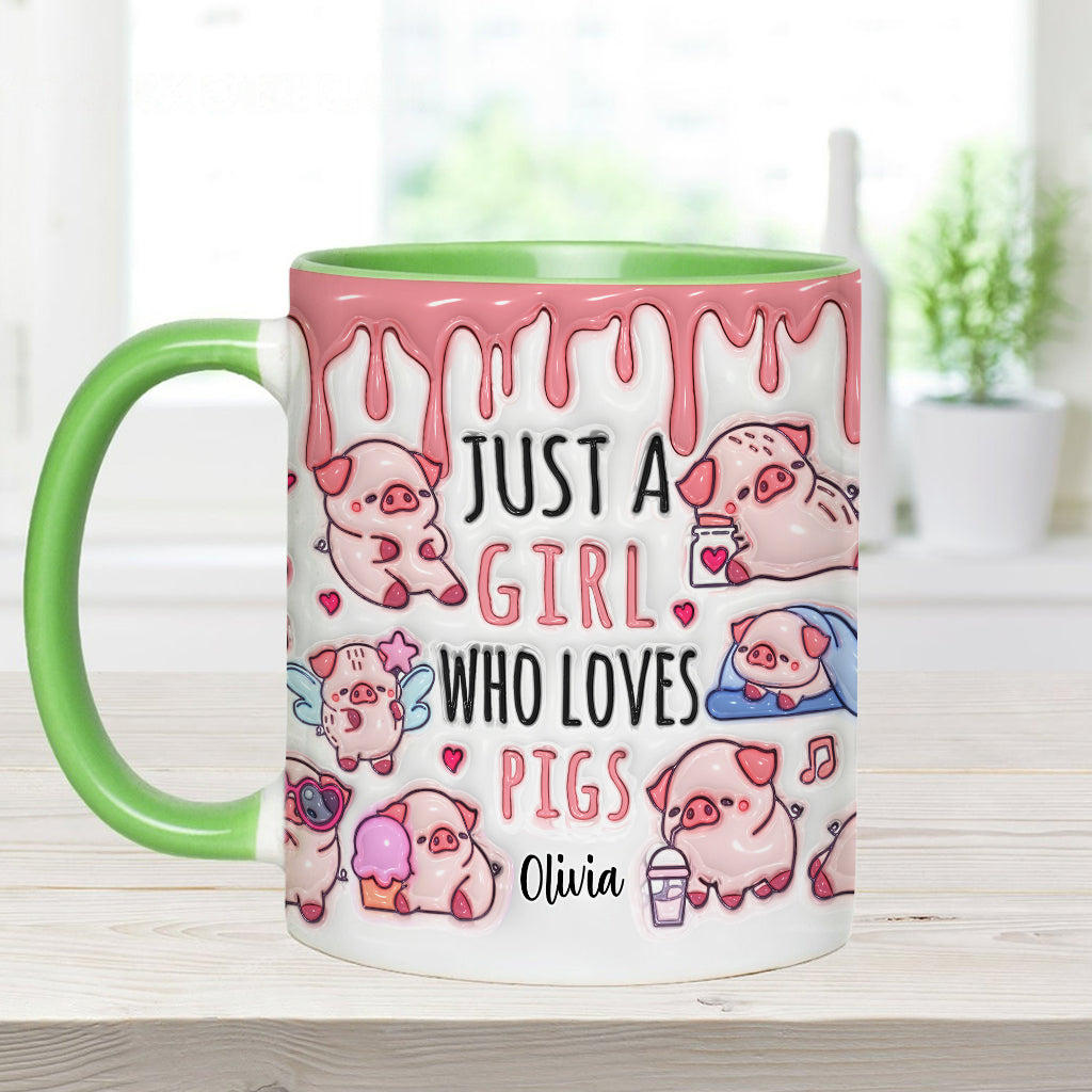 Mug personnalisé « Juste une fille qui aime les cochons »