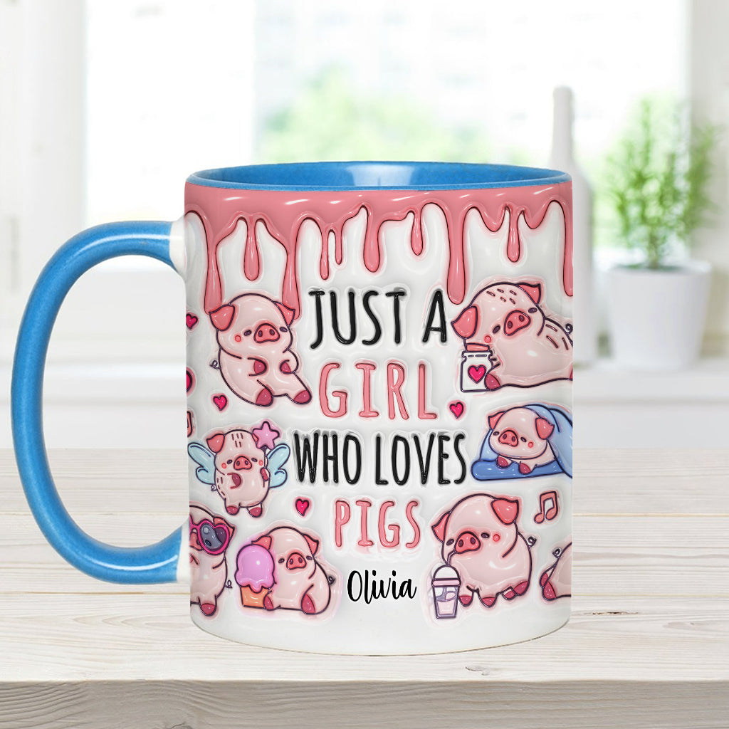 Mug personnalisé « Juste une fille qui aime les cochons »