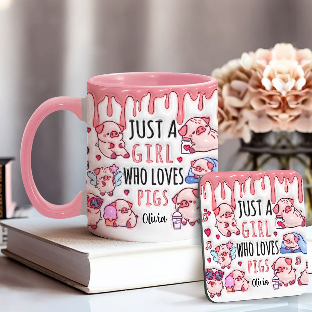 Mug personnalisé « Juste une fille qui aime les cochons »