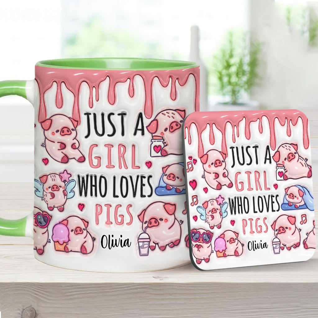 Mug personnalisé « Juste une fille qui aime les cochons »