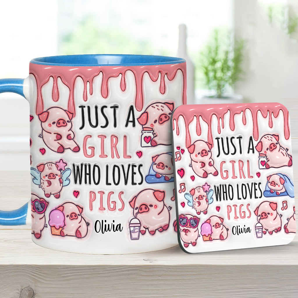 Mug personnalisé « Juste une fille qui aime les cochons »