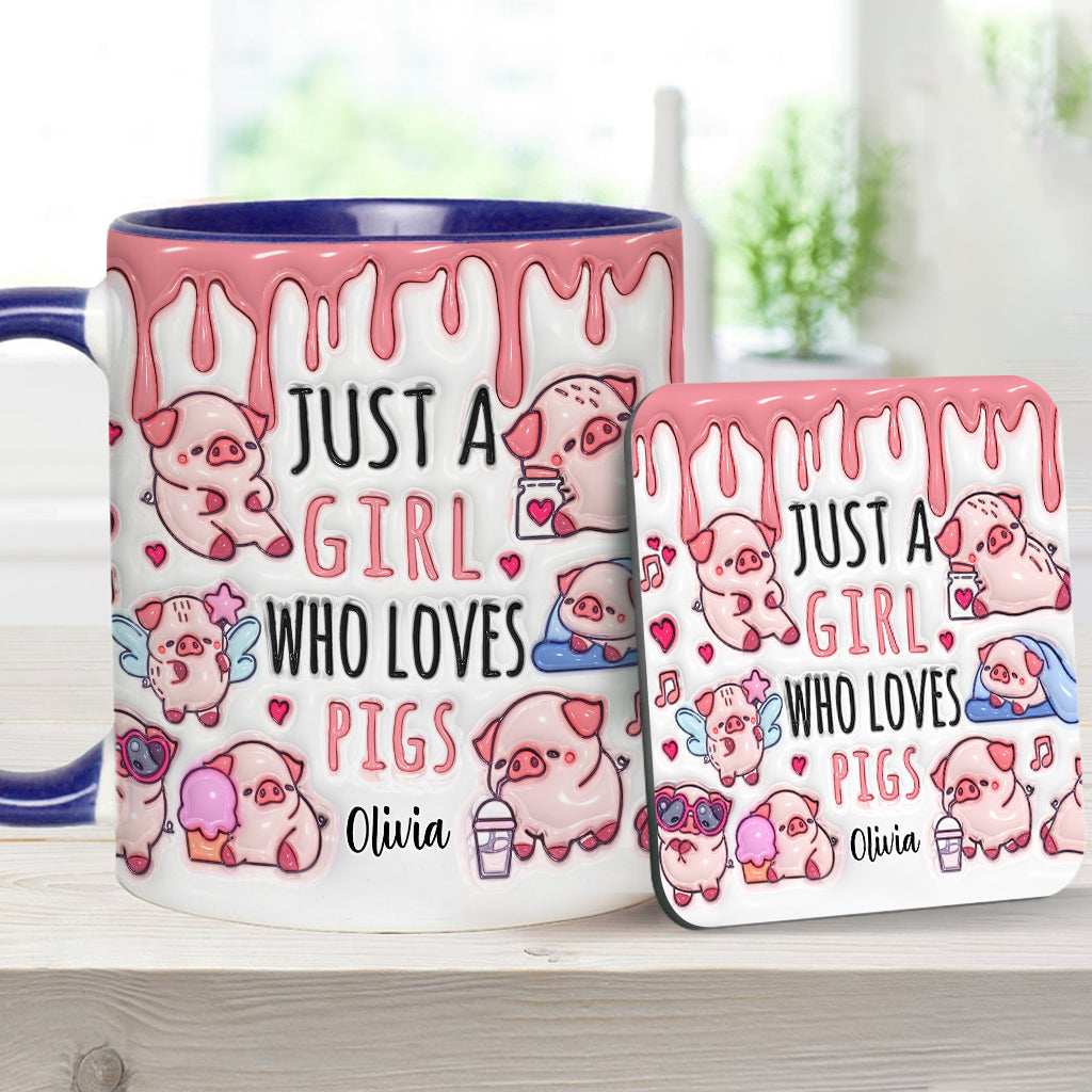 Mug personnalisé « Juste une fille qui aime les cochons »
