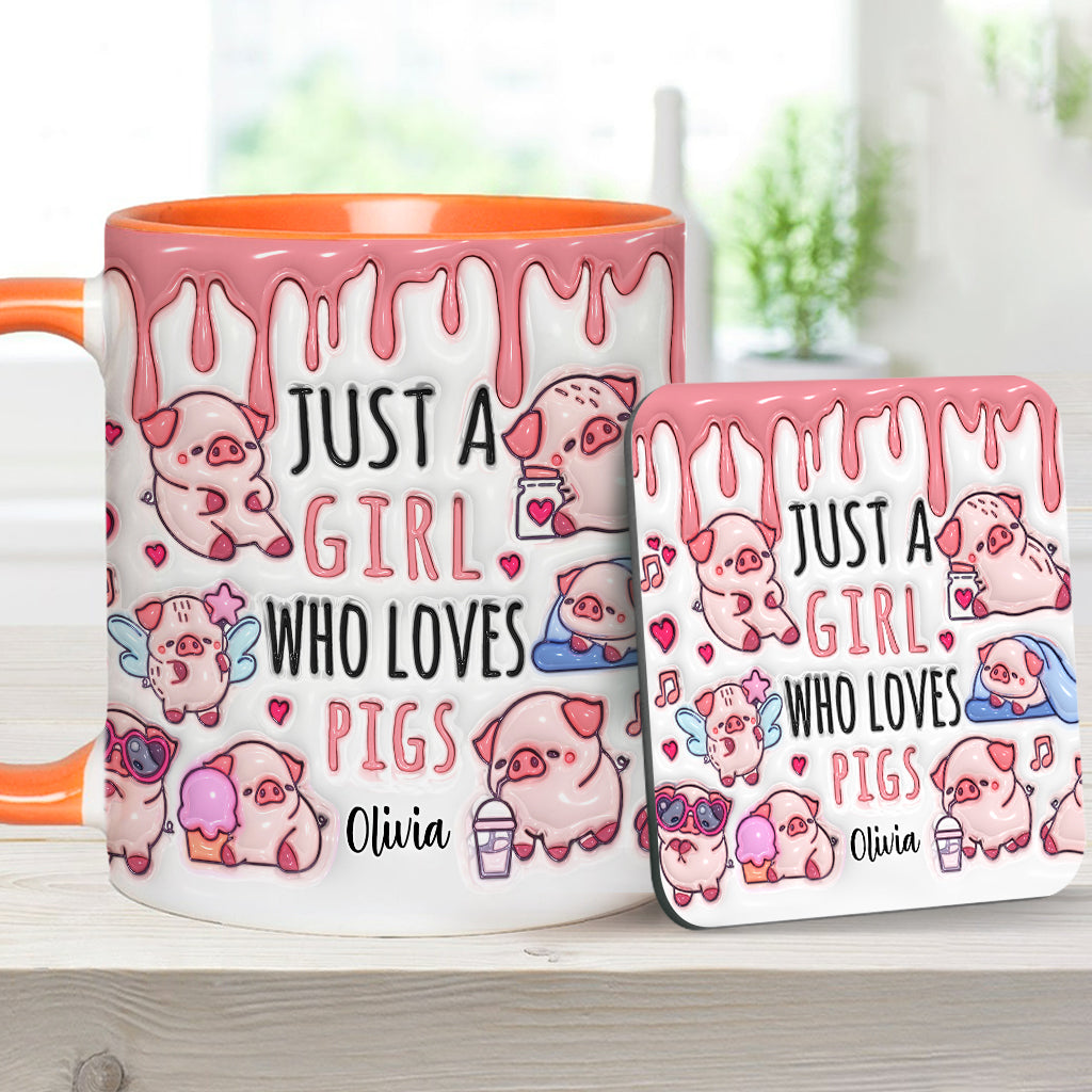 Mug personnalisé « Juste une fille qui aime les cochons »