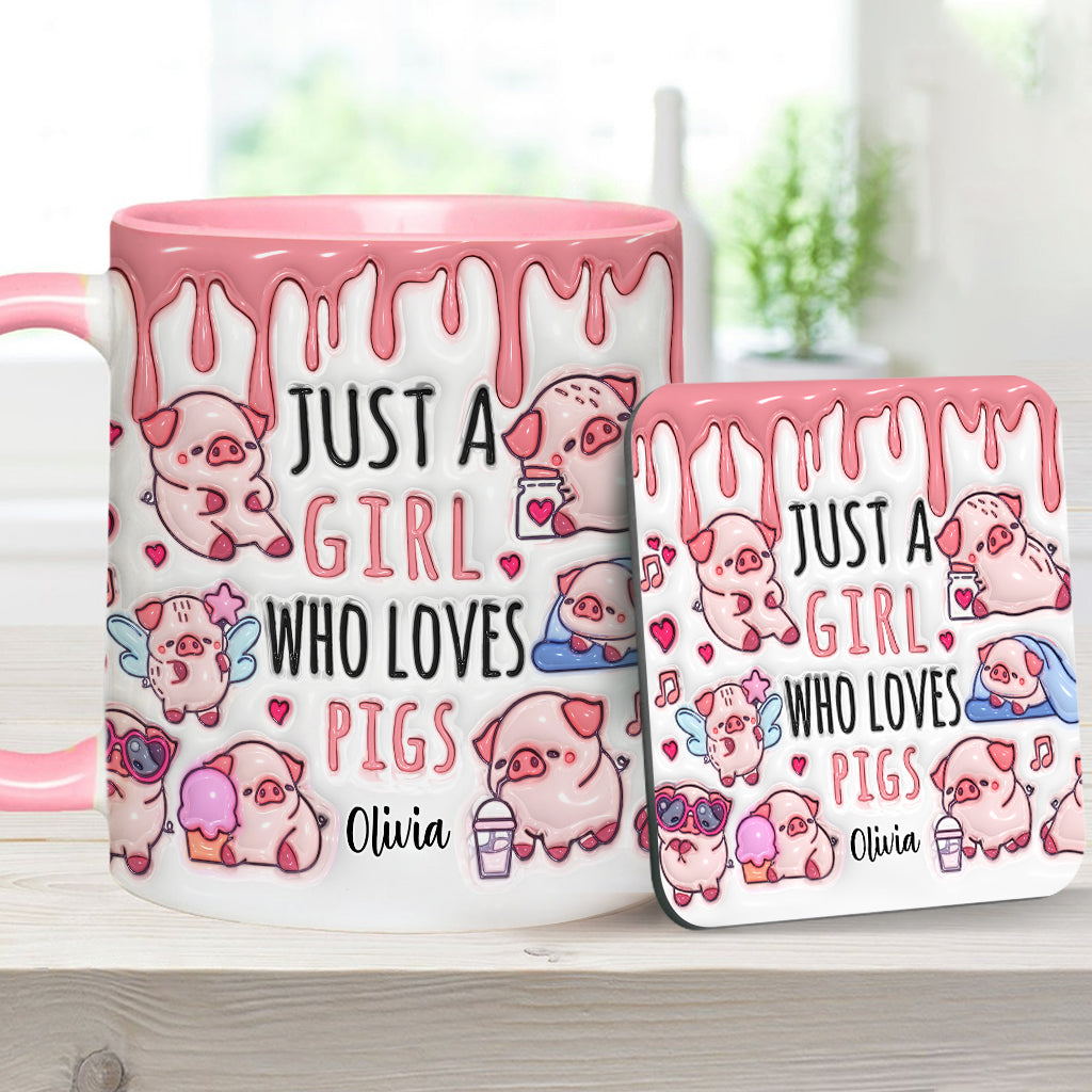 Mug personnalisé « Juste une fille qui aime les cochons »